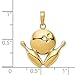 Solid 14k Yellow Gold Diamond Cut Bowling Theme Charm Pendant (21mm Height x 21mm Width)