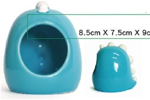 UDTEE Blue Color Warm/Cosy Dinosaur Shape Design Ceramic Critter Bath/House/Cage for Pet Hamster/Mouse