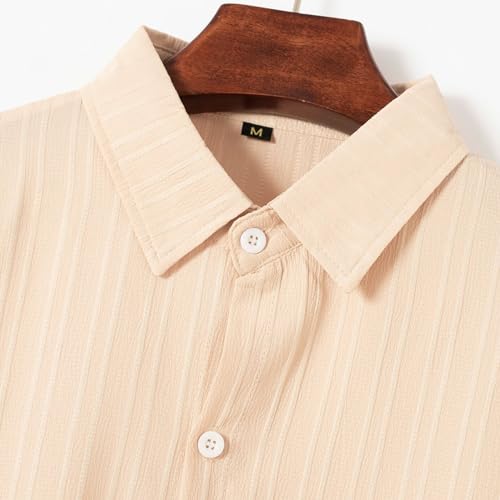 Zweiteiler Herren Leinenanzug Sommer Freizeitanzug 2-teilig Kurzarm Button-Up Revers Hemd und Shorts Beach Shirt Kurze Hose Set Baumwolle Leinen Anzug Jogginganzug für Urlaub Strand Alltag