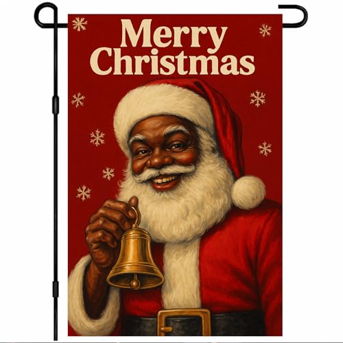 Image of BlissYard Christmas Black Santa Garden Flag 12x18 Inch Polyester