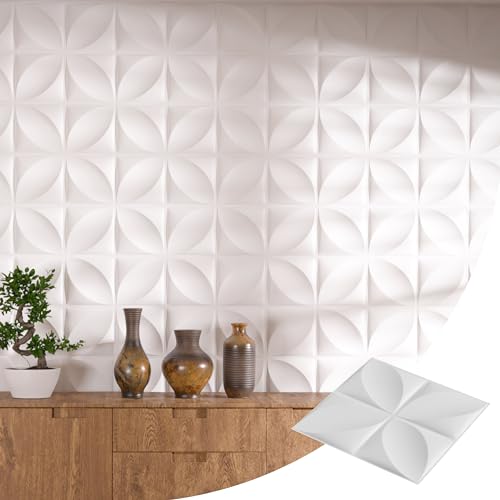 Art Deco 6 Square Floral 3D PVC Wall Panels 50cm x 50cm Waterproof, Paintable & Cut to Fit Any Space Interior Walls Decor