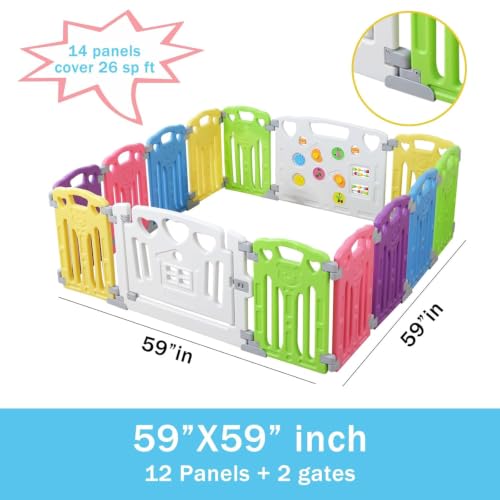 Image of Baby Playpen Kids Activity Centre Safety Play Yard Home Indoor Outdoor New Pen (Multicolour, Classic Set 14 Panel)