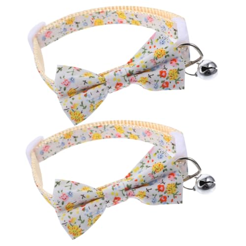 VERDANVERSE 2個 猫 首輪 付き ベル 子猫 犬 ソフト 蝶ネクタイ 猫 首輪