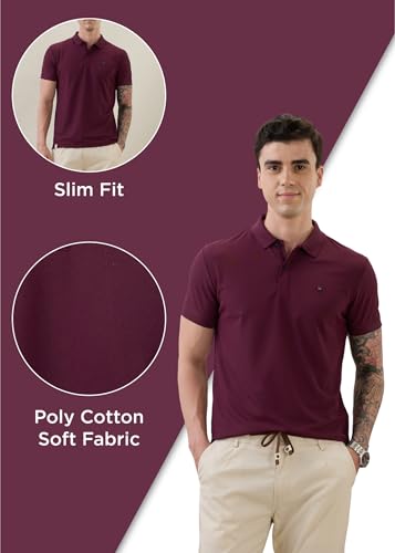 Image of Nostrum Cotton Half Sleeve T-Shirt for Men Boys, Regular Fit, Cherry, Stylish Mens T-Shirts, Polo T Shirt for Man, Collar T Shirts for Men