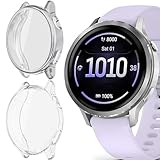 Compatible for Garmin Venu 4 45mm Case, Lamshaw Soft Slim TPU All Around Protective Shell Anti-Scratch Bumper Cover Case Compatible for Garmin Venu 4 41mm, 45 (Clear+Silver, for Venu 4 41mm)