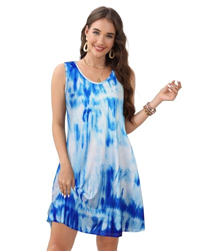 Image of CHICGAL Womens Summer Dresses Casual Sleeveless Loose T Shirt V Neck Sundress Swing Beach Cover Up with Pockets 2026