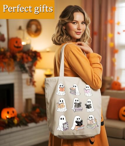 Image of Book Lovers Gifts Tote Bag for Bookish Readers, Aesthetic Book Tote Bag for Librarian, Medium Size with Inner Pocket