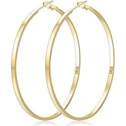 Aros Dorados Mujer LOUMILEO Pendientes de aro grandes de oro para mujer Hipoalergénico Pendientes Aro Oro Grande Ligero Aros finos dorados para mujer 30mm
