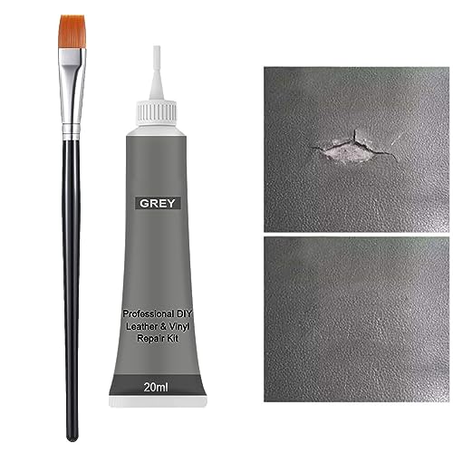 SEMINISMAR Juego de Reparación de Cuero,Restaurador de Relleno de Cuero,Gel de Reparación de Cuero,Reparador Cuero con Accesorios,para Sofás,Asientos de Automóviles,Reparación de Arañazos,Gris