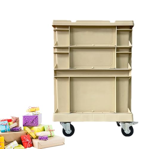 Storage Box with Wheels | Industrial Style Large Stacking Crates for Garage and Moving – for Home Office Outdoor Camping Garage Attic Moving Packaging