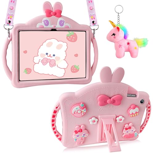 Coque Samsung Galaxy Tab A9 Plus antichoc rose pour enfant avec support licorne