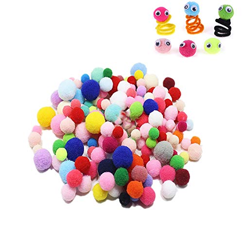 Tukcherry Craft Pompons Multicolores Rondes Fils Chenille Enfant Artisanat Fabrication Loisirs Fournitures DIY Creative Décoration Couleurs Assorties (Couleur Aléatoire Pompons- 250pcs)