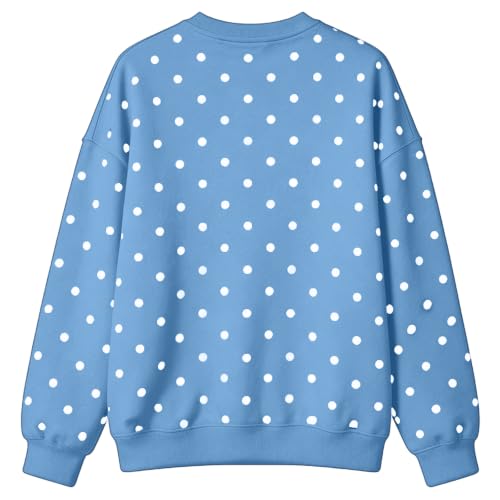 Oversized Crew Neck Sweatshirts Women Polka Dots Fleece Preppy Tops - image 6