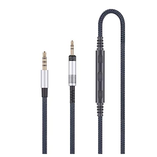 Ljudersättningskabel kompatibel med Sennheiser HD598 HD598 SE, HD518 HD598 Cs, HD599 HD569 HD579 hörlurar, ljudsladd kompatibel med iPhone iPod iPad Apple med inbyggd mikrofon fjärrkontroll
