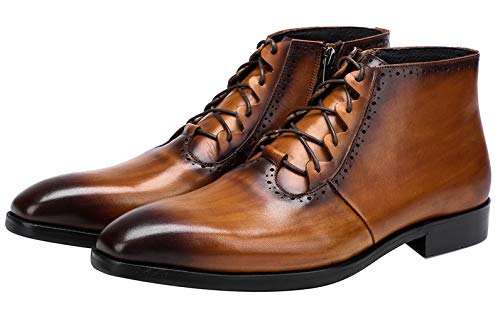 Mens Boot Lace Up Zipper Classical Oxford Leather Wing Tip Ankle Dress Boots Black Brown