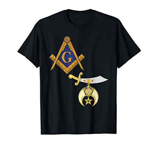 Mens Mason Shriner Split T Shirt Masonic Shrine Tee Blue Noble
