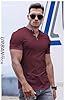 Muhshoiy Men's Ribbed Summer Cooling Short Sleeve T-Shirt - 3 Metal Button Placket, Drapey Fabric, Stretchy Muscle Slim Fit Shirt, Lightweight and Breathable Red S #2