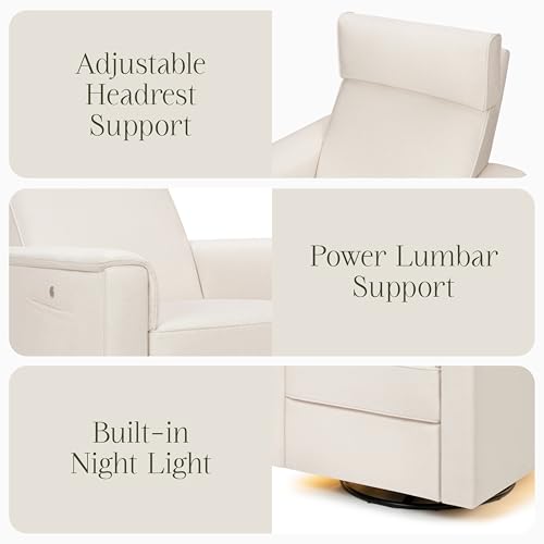Image of Namesake Willa Deluxe Power Recliner Glider, Performance Cream Eco-Weave | GREENGUARD Certified Recliner w / 270 Swivel - Built-in USB Charging Port w / Heat & Massage - Water & Stain Resistant Fabric
