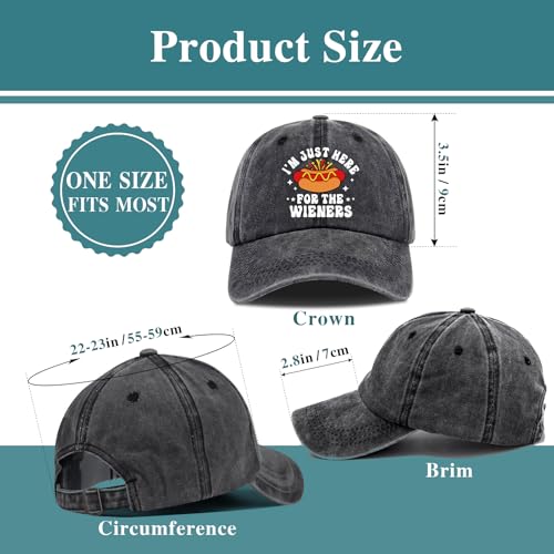 Image of Unisex Adult Black Baseball Cap, One Size Fits Most Cotton, Funny Hot Dog Design, Sun Protection, Moisture Wicking