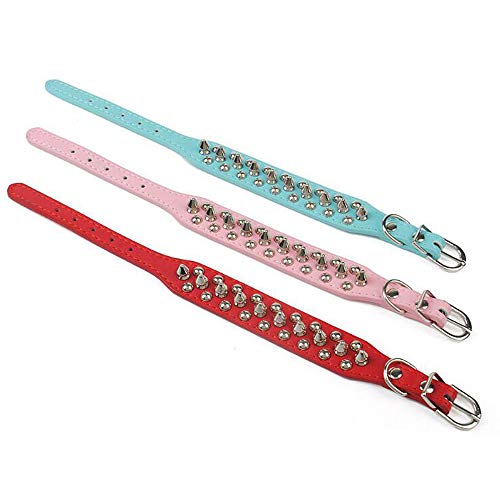 Hundehalsband mit Stacheln, Nieten, PU-Leder, Katzenhalsband, verstellbare Metallschnalle, Nieten, für kleine, mittelgroße und große Rassen, Mädchen, Jungen, Schwarz, Größe S