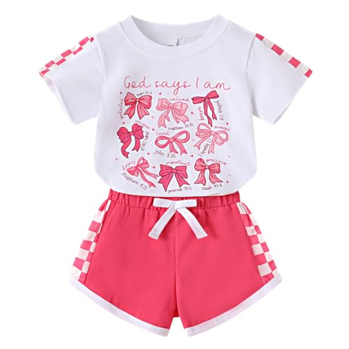 YOUNGER TREE Toddler Infant Baby Girls Summer Outfits Leopard Print Short Sleeve Pocket T-Shirt Tops Pants Clothes Sets(Pink Bowknot 4-5T)