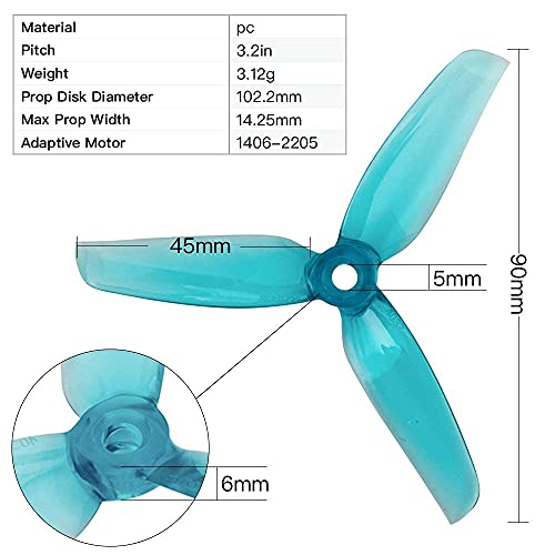 16Pcs 3-Blade Props High-Speed Propellers Popo, 4Inch 100Mm Cw Ccw For Racing Frame Fpv Drone 1406 2205 1806 Brushless Motors,Gemfan 4032（Blue,Red,Black,Yellow） #TOP1