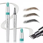 Eyebrow Pencil, 3D Waterproof Microblading Eyebrow Pen 4 Fork Tip Tattoo Pencil, Long Lasting Brow Tint for Makeup, Quickly Creating Natural Eyebrows for Beginners(Black)