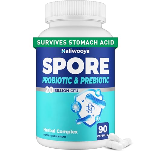 Haliwooya 100% Spore Probiotic 20 Billion CFU Spore Based Probiotics for Women & Men No Refrigeration & Vegan 90 Capsules