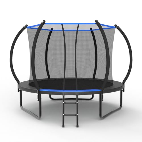 Cama elástica redonda 305 cm para niños trampolín exterior con red y escalera