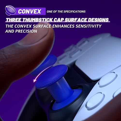 Image of eXtremeRate ThumbsGear V3 Interchangeable Ergonomic Thumbsticks for PS5 Controller, Replacement Analog Thumb Sticks for PS4 Controller - 4 Height Adjustable Convex & Concave Grip Joysticks - Blue