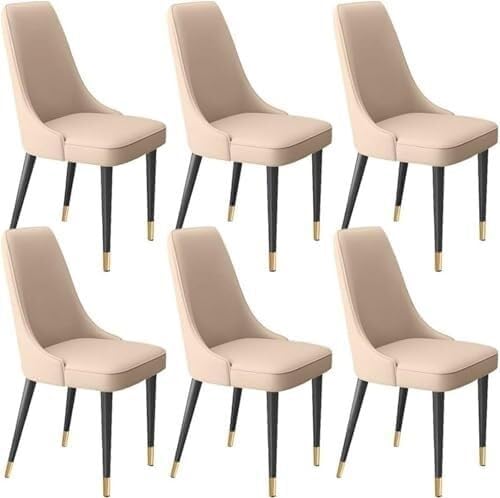 VXCNOZQL Dining Chair Set of 6 Microfiber Leather Chairs with