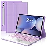 Touch Keyboard Case for Samsung Galaxy Tab S10+ Plus / S9+ Plus / S9 FE+ Plus 12.4 Inch Case with Trackpad, Backlit Keypad Galaxy Tablet Cover with Detachable Key Board for Samsung 12.4'' Tab, Purple