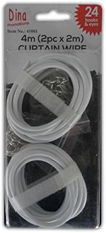 4M (2PC X 2M) CURTAIN WIRE - HOOKS EYES WINDOW NET CORD CABLE BLIND NETTING by Dina International