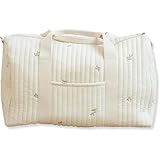 MsiDtsoy 大容量 刺繍入り おむつバッグ 手持ち 旅行 ボストンバ、ッグ ママ斜め掛け 軽量 ショルダー 男女兼用 (オリーブ)