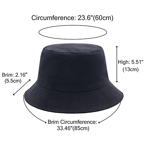 Solid Color Reversible Bucket Hat 100% Cotton Summer Travel Outdoor Cap #TOP3