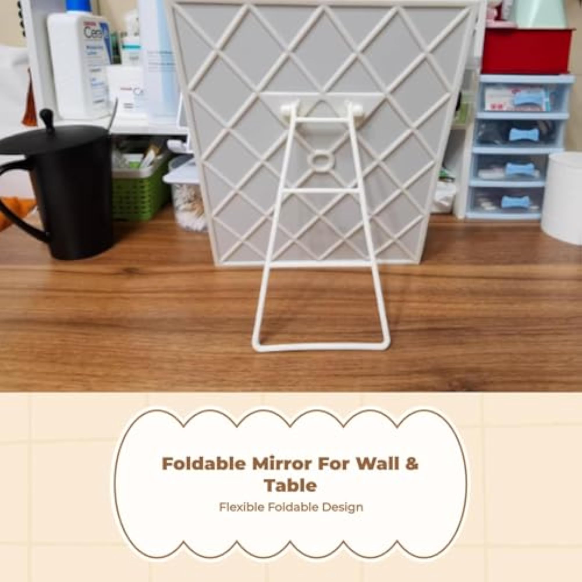 High-Definition Foldable Makeup Mirror for Desktop Use