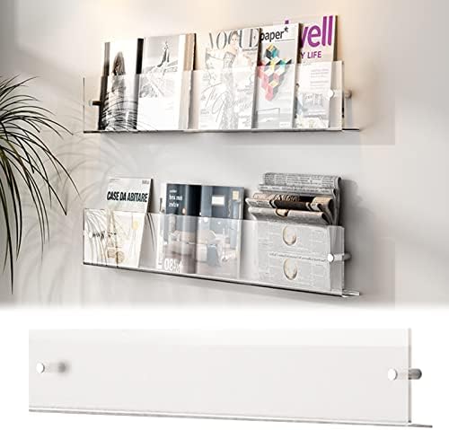 Wall Mounted Clear Acrylic Brochure Holder, 39.4" Magazine Rack, Literature Display Stand for Home, Office, and Living Room - Document Organizer