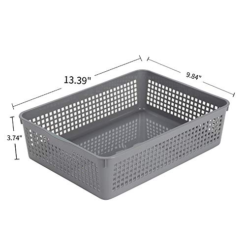 Eslite Plastic Organizing Baskets/Storage Tray Baskets,6-Pack,Gray #TOP1