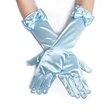 UDI Girls Princess Dress Up Solid Color Gloves Bows Kids Long Elbow Formal Pageant Gloves Ages 4 to1