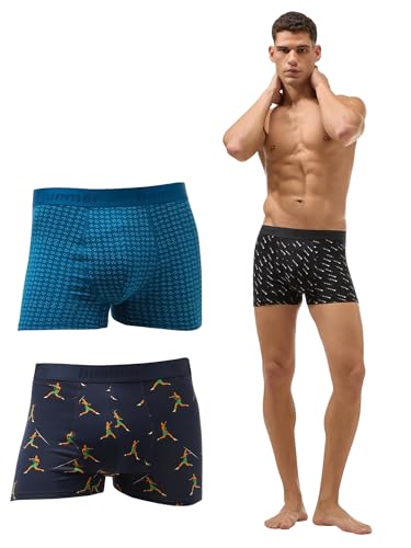 Image of Bummer Men's Premium Cotton Underwear | Fine Combed Cotton with Elastane for Stretch | Ultra Breathable Innerwear | Soft Fabric & No-Roll Waistband | Printed Trunks & Inner Combo for Men