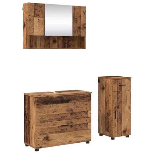 Conjunto de muebles de baño de alta calidad en madera y metal negro 3
