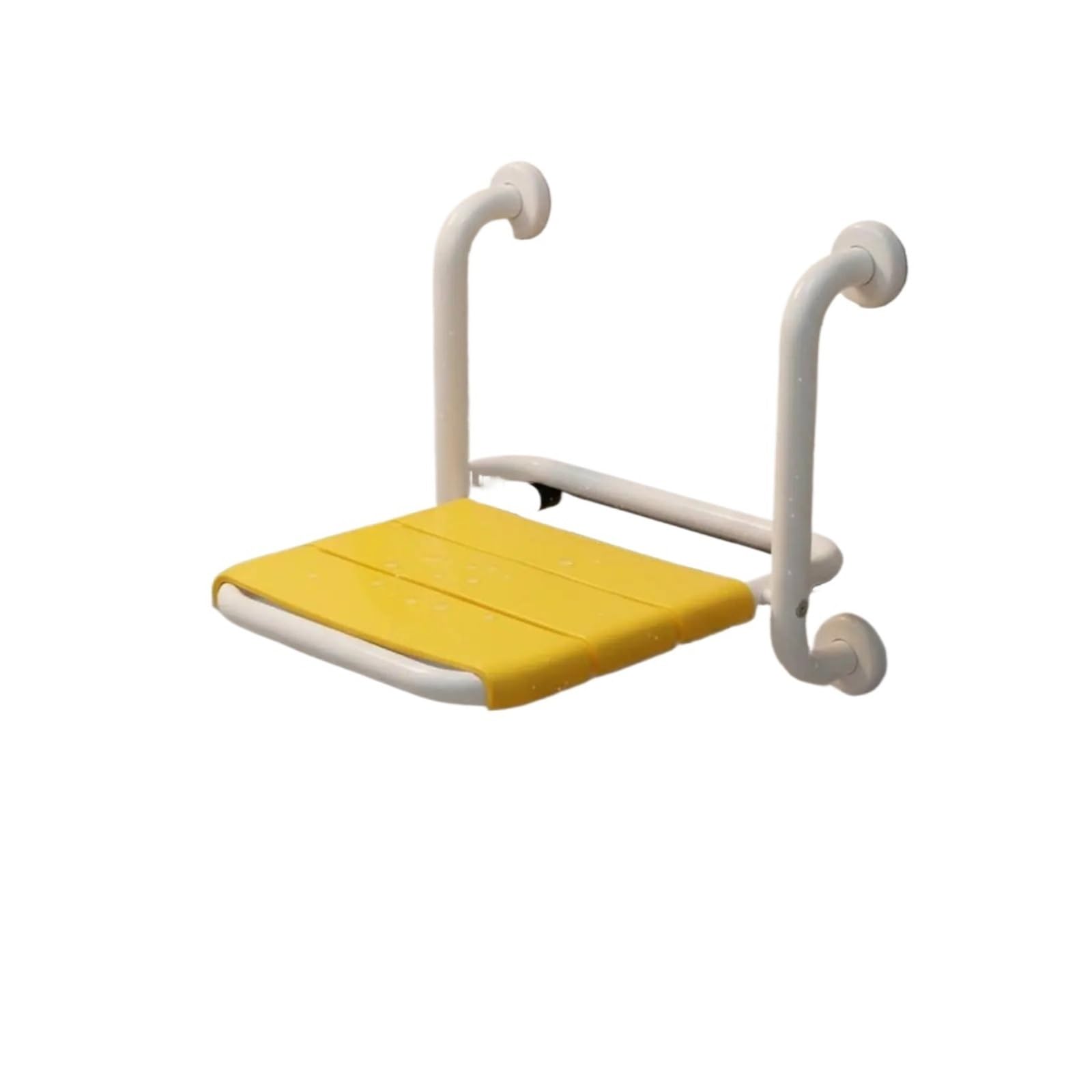Asiento Ducha Pared Montada Asiento de Ducha montado en la Pared | Trabajo resistente plegable de los apoyabrazos plegables del baño del banco plegable a prueba de herrumbre(Yellow)