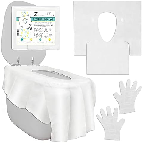 ZSTART einweg Toilette auflage, 24 Einweg Toiletten Sitzbezug, einzeln verpackt mit 2 Hygienehandschuhen, Größe 60 x 65 cm, antibakteriell, widerstandsfähig, ideal für Erwachsene und Kinder Cover