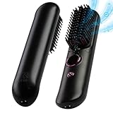 Cordless Hair Straightener Brush PRO, 5600mAh Portable Travel Hair Straightener with 9 Temperature Levels, Hair Styling and Straightening Brush for Women, Anti-Scald Negative Ion Hair Comb, Black