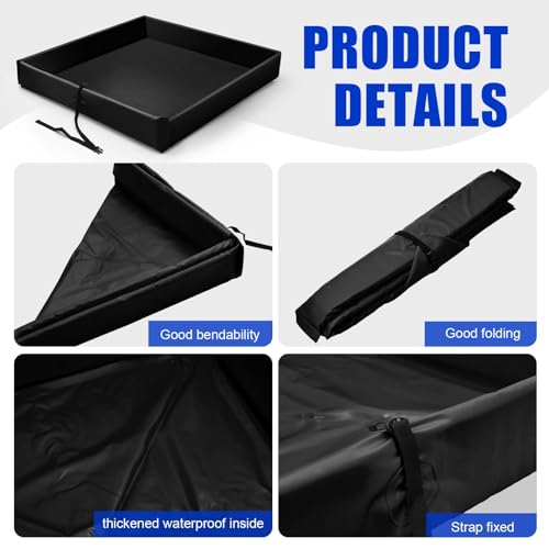 Image of Wettarn 1 Pcs Folding Duck Pond 2' x 2' Portable Spill Containment Berm Wall Containment Berm (Black)