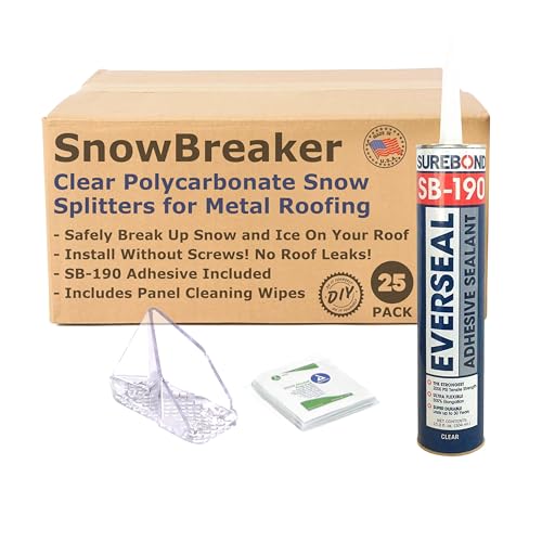 SnowBreaker Snow Guards 25pcs & Adhesive Kit for Metal Steel Standing Seam Roof