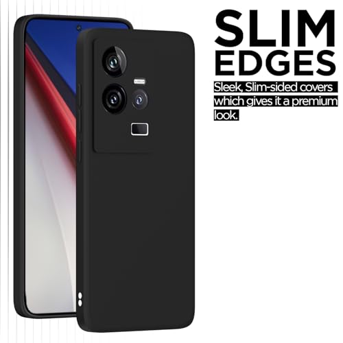 Image of Outlouders Back Cover for iQOO 11 5G | Camera Protection | Durable Soft Matte Silicone Bumper Case (Black)