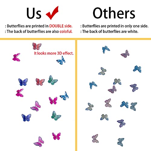 48Pcs Butterfly Acrylic Nails 3D Butterfly Nail Charms Glitter Clear Butterfly Nail Designs White Blue Colorful Butterfly Acrylic For Nail Art Decoration & Diy Crafting Design #TOP1