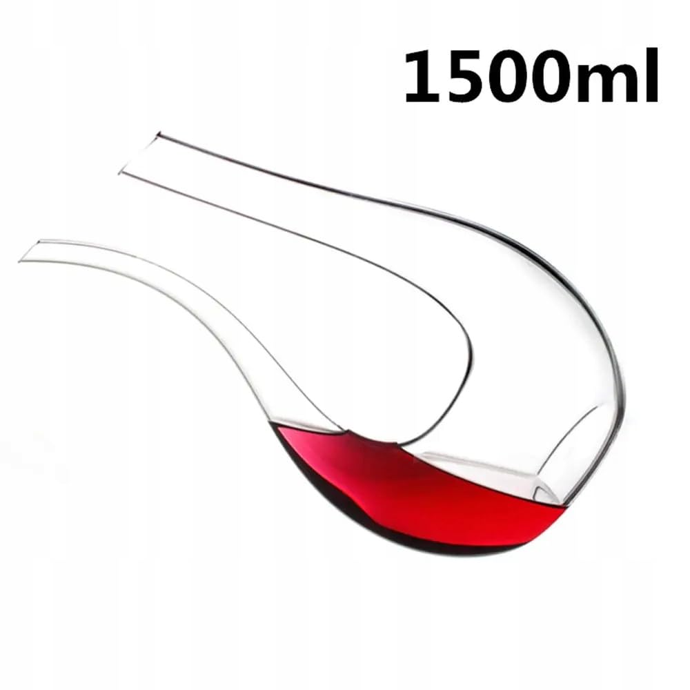 Caraffa per vino da 1,5 l, in vetro di cristallo, elegante decanter per vino rosso, vino bianco e vino rosato – Aeratore per vino fatto a mano per uno sviluppo ottimale – Caraffa decantatrice da 1500