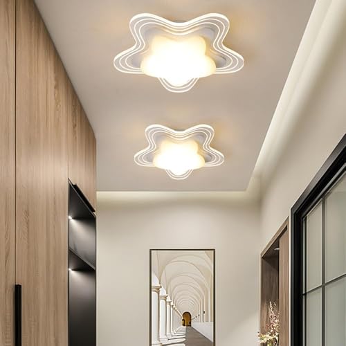 Lámpara de techo para dormitorio de 25cm y diseño de flores blancas estilo candelabro para pasillo 5
